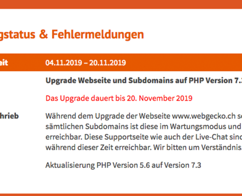 Blog Webgecko PHP Upgrade Version 7.3